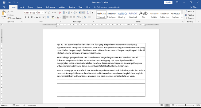 Cara Menampilkan Garis Tepi Margin (Text Boundaries) di MS Word