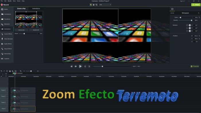 como utilizar el zoom y crear efecto temblor o terremoto con Camtasia Studio 9