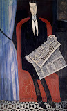 Portrait of a Man with a Newspaper by Andre Derain - Portrait Paintings from Hermitage Museum