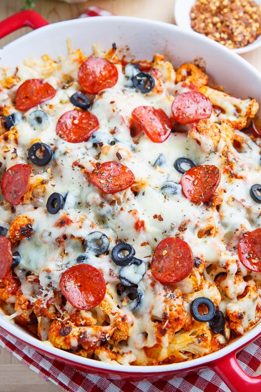 Cauliflower Pepperoni Pizza Casserole