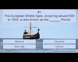 The European Middle Ages, occurring around 500 to 1500, is also known as the ______ Period. Answer choices include: Medieval, Edwardian, Stone Age, Victorian