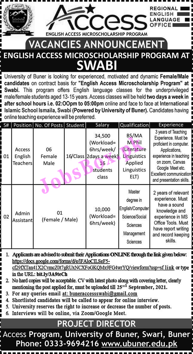 English Access Micro-Scholarship Program Jobs 2021