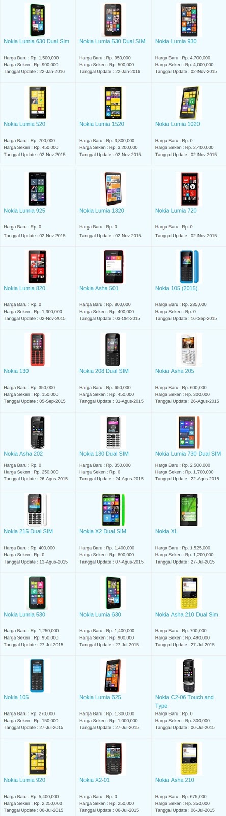 Daftar Harga Terbaru Hp Nokia April 2016