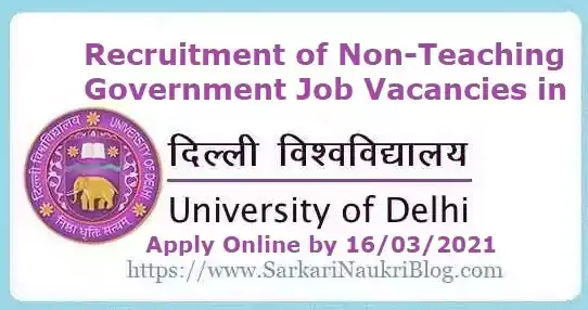 Delhi University Non-Teaching Recruitment 2021