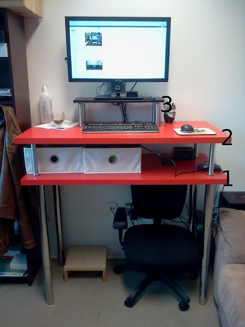 Big red standing desk