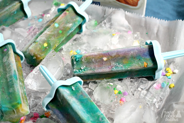 These magical Unicorn Yogurt Pops are the perfect frosty & healthy treat for back to school.