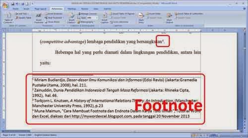 Cara Membuat Footnote dan Endnote Pada Microsoft Word 