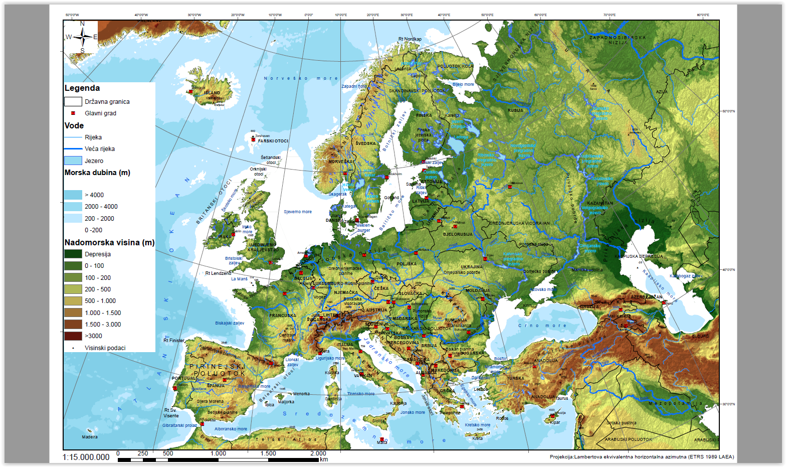 fizicko geografska karta karta evrope Bakir Durakovic Primjena Geografskih Karata I Atlasa U Nastavi Geografije fizicko geografska karta karta evrope