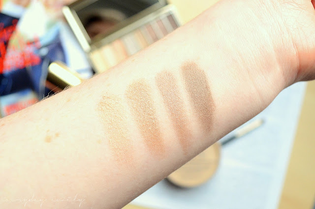 Swatces of No7's Stay Perfect Eyeshadow Palette in Nude