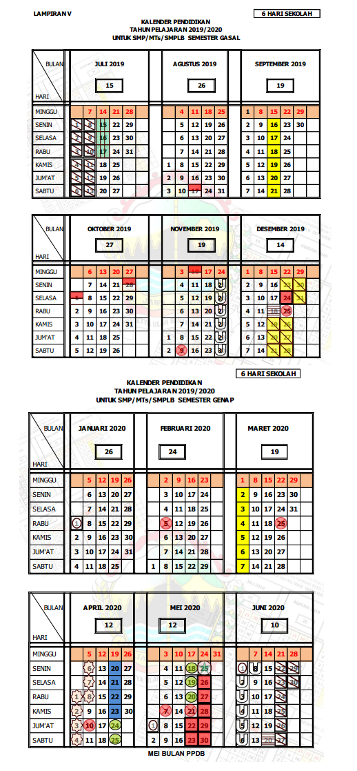  Kalender Pendidikan Provinsi Jawa Tengah Tahun Pelajaran  Update, KALENDER PENDIDIKAN PROVINSI JAWA TENGAH 2019/2020 (SD/MI SMP/MTS SMA/MA/SMK)