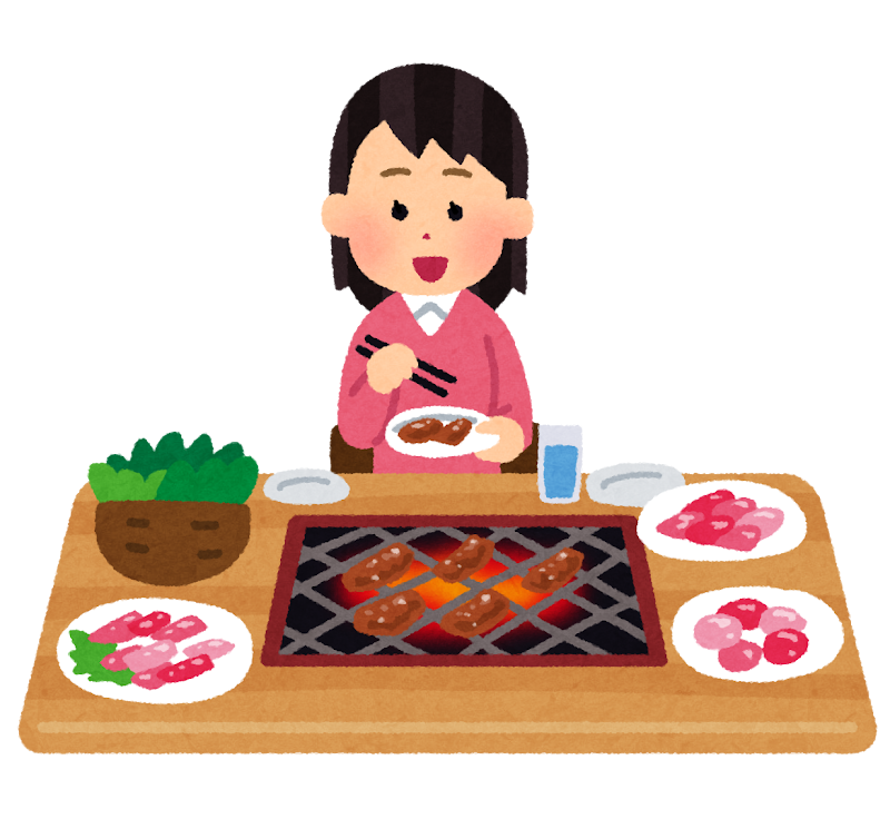 一人焼肉のイラスト 女性 かわいいフリー素材集 いらすとや