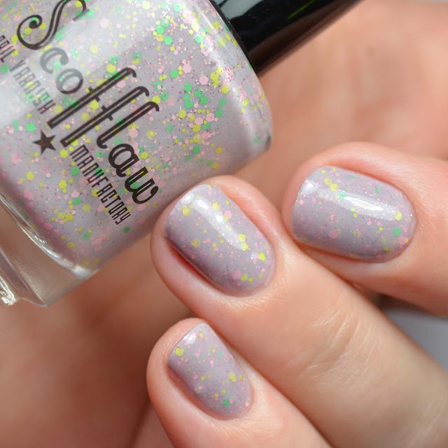 grey jelly nail polish with candy glitter