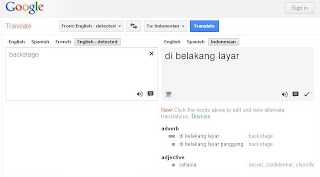 arti backstage terjemahan google