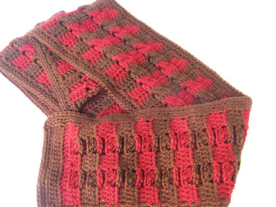 3. Striped Crochet Cables Scarf