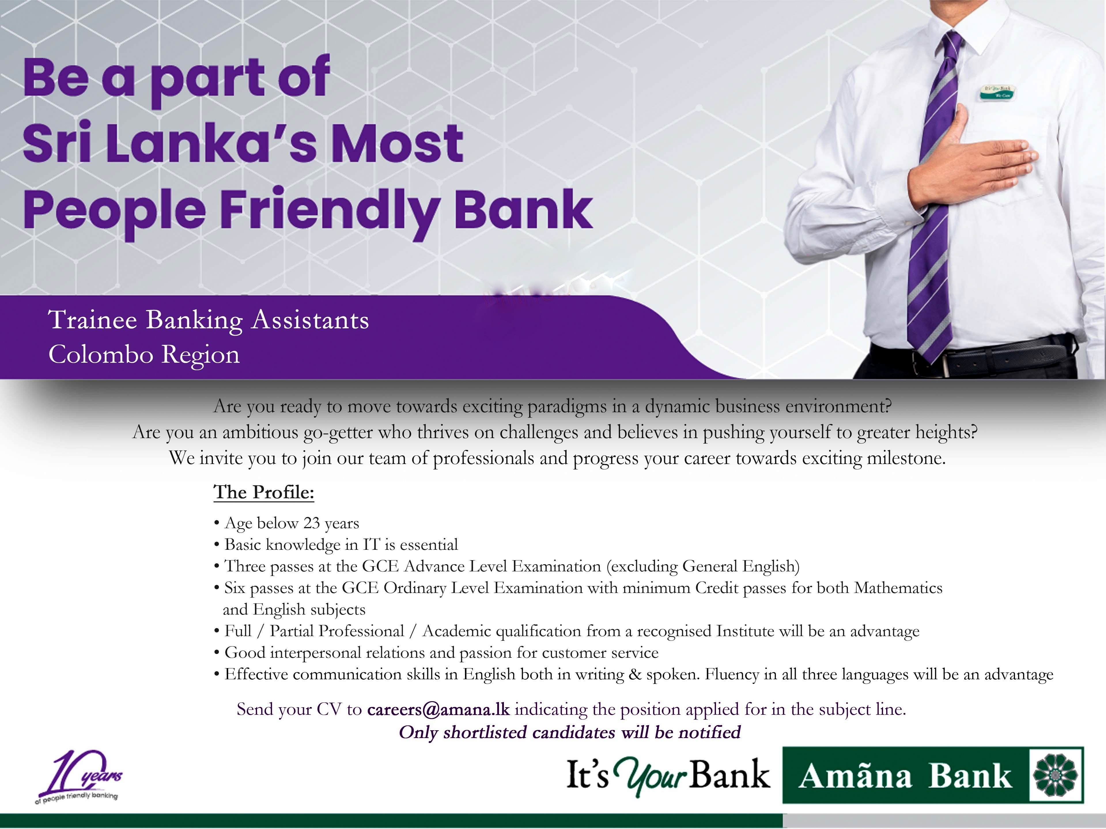 Amana Trainee Banking Assistants
