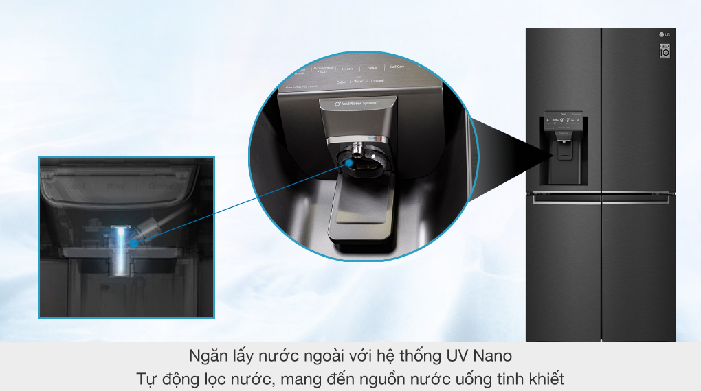 Tủ lạnh LG Inverter 494 lít GR-D22MB  - Công nghệ lọc nước UV Nano