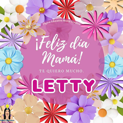 Cartel Feliz día Mamá con nombre Letty