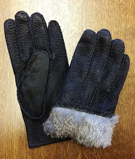 navy leather gloves