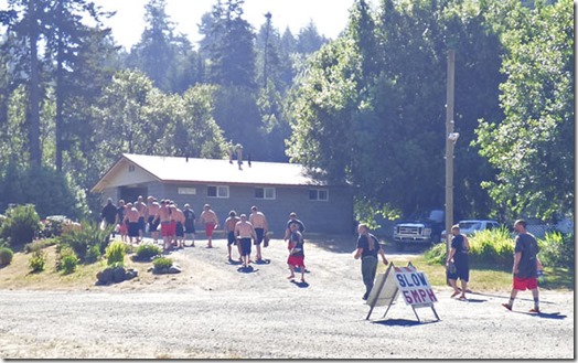 Firefighters headed to showers, Lobster Creek Fire -- Huntley Park near Gold Beach