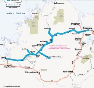 Simple Map of Gibb River Road