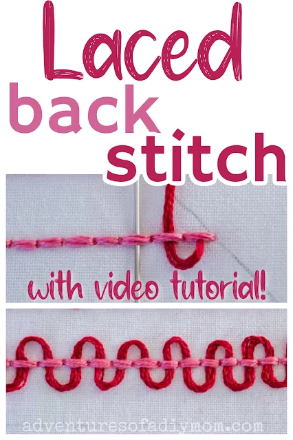 collage of images depicting how to sew the laced back stitch