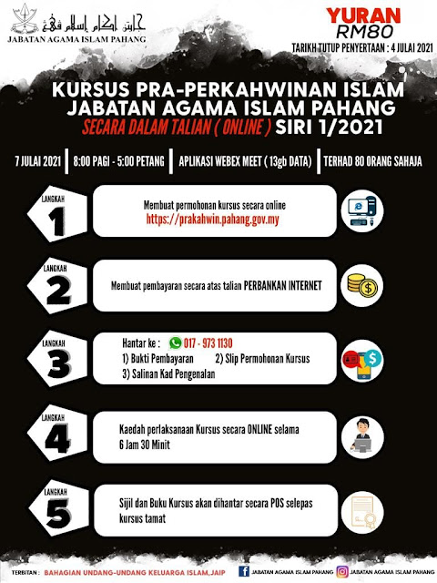 Pahang Adakan Kursus Pra Perkahwinan Secara Online Pada 7 Julai Ini. Daftar Sekarang!