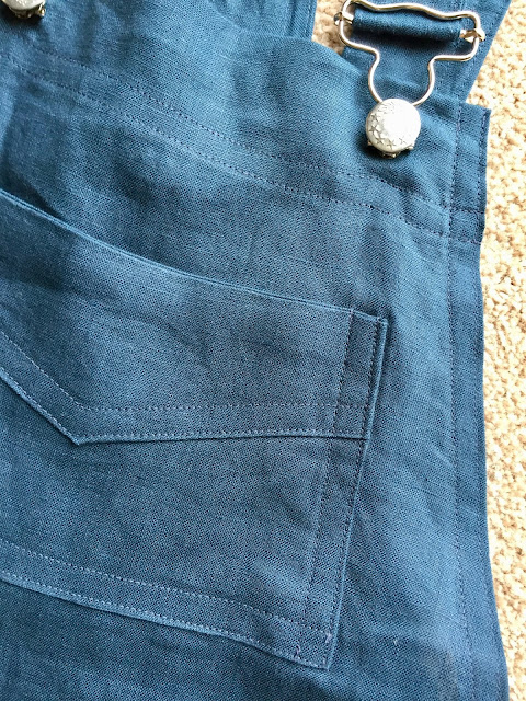 Diary of a Chain Stitcher: Pauline Alice Turia Dungarees in Teal Linen from The Fabric Store