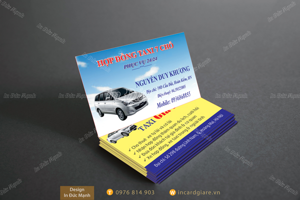 Mẫu card visit Taxi Dịch vụ xe 7 chỗ