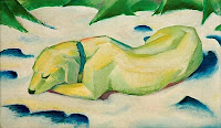 Franz Marc, "Perro acostado en la nieve" (1911)