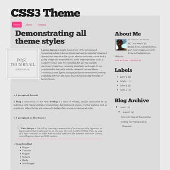 CSS3 Theme free blogger template with 2 column and css3 style blogger template