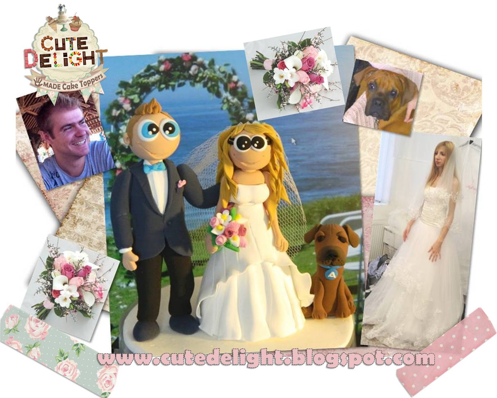 unique wedding cake toppers Cute Delight - Custom Handmade Wedding Cake Topper - Bride, Groom and 