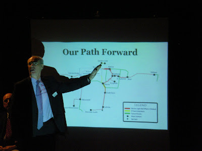 Councillor Clive Doucet presenting his vision for transit.