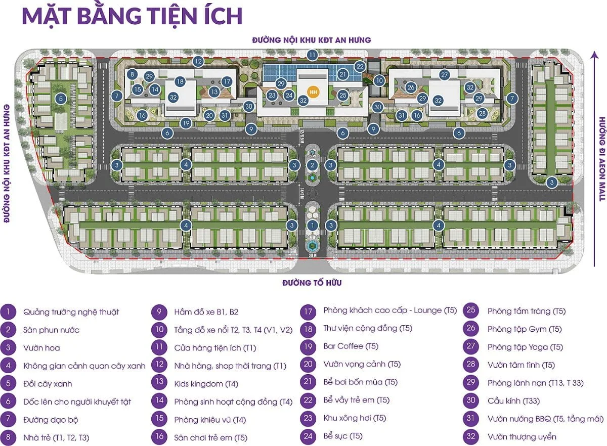 Mặt bằng phân khu tiện ích