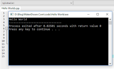 Hasil Program Hello World
