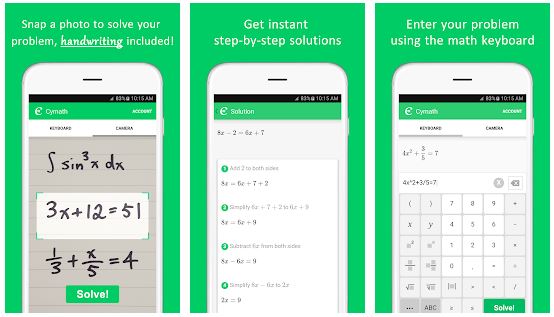 Cymath - Λύση μαθηματικών προβλημάτων και πράξεων βήμα βήμα για κάθε μαθητή και φοιτητή