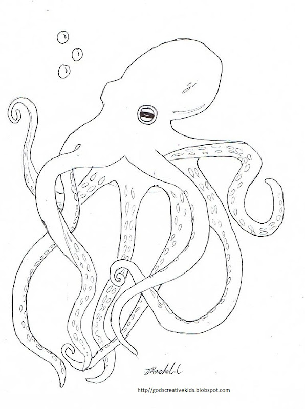 Octopus~Coloring Page~ By Rachel.L title=