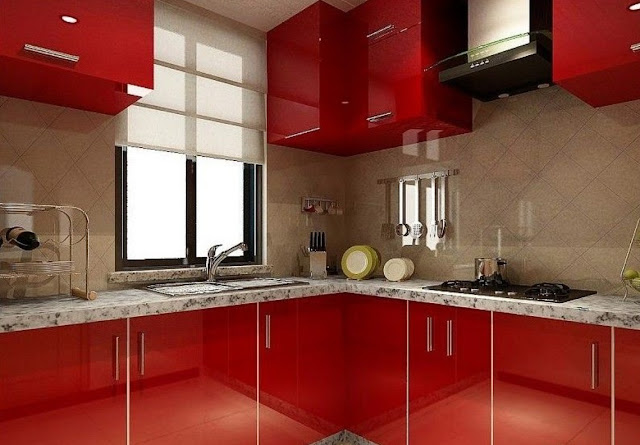 Model Desain Kitchen Sets Merah Minimalis Modern