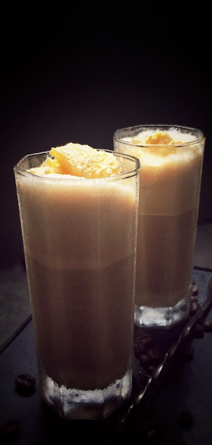 "Creamy Coffee Milkshake with Homemade Coffee Syrup and Vanilla Ice Cream: A delightful coffee lover's treat."