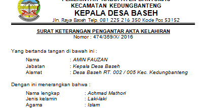 Kumpulan Surat Lengkap: Contoh Surat Pengantar Akta Kelahiran