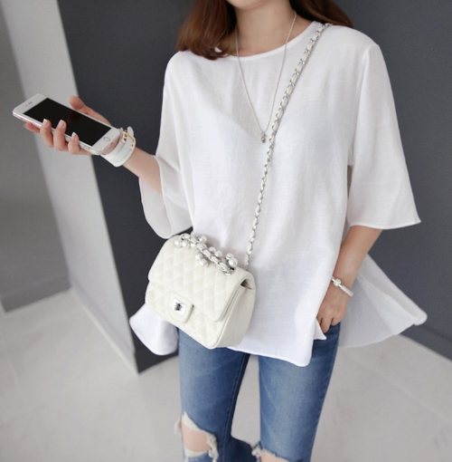  Slide Slit Flared Blouse