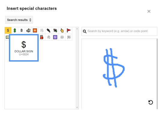 Special character drawing find tool Blogger