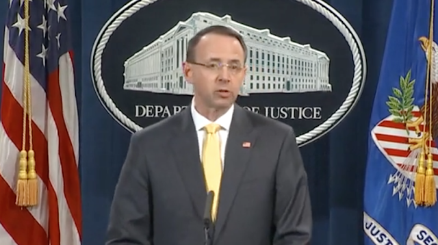 Rod Rosenstein announced indictments of Russians in U.S. election meddling