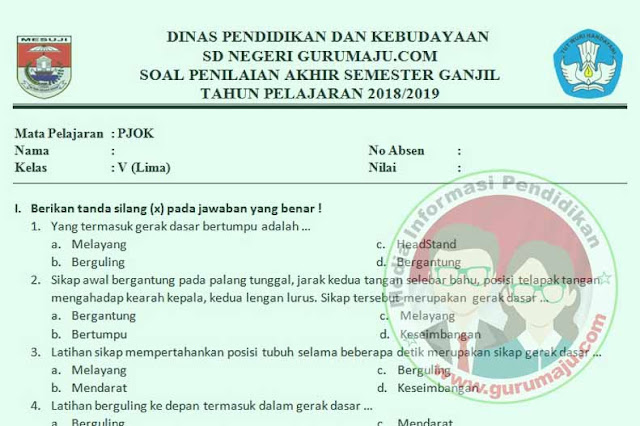 Soal UAS / PAS PJOK Kelas 5 Semester 2 K13 Tahun 2023