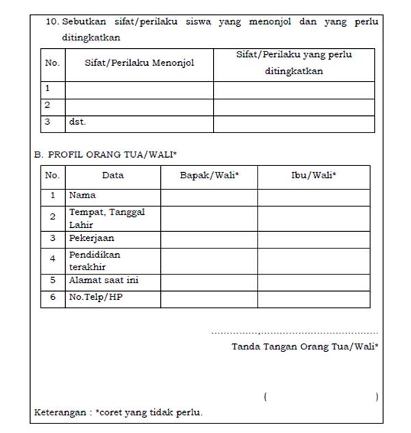 Dalam rangka persiapan PPDB yang dilanjutkan dengan atrik MPLS  Format Formulir Pengenalan Lingkungan Sekolah Bagi Siswa Baru