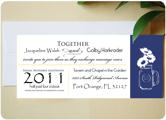 mason jar wedding invitation navy 