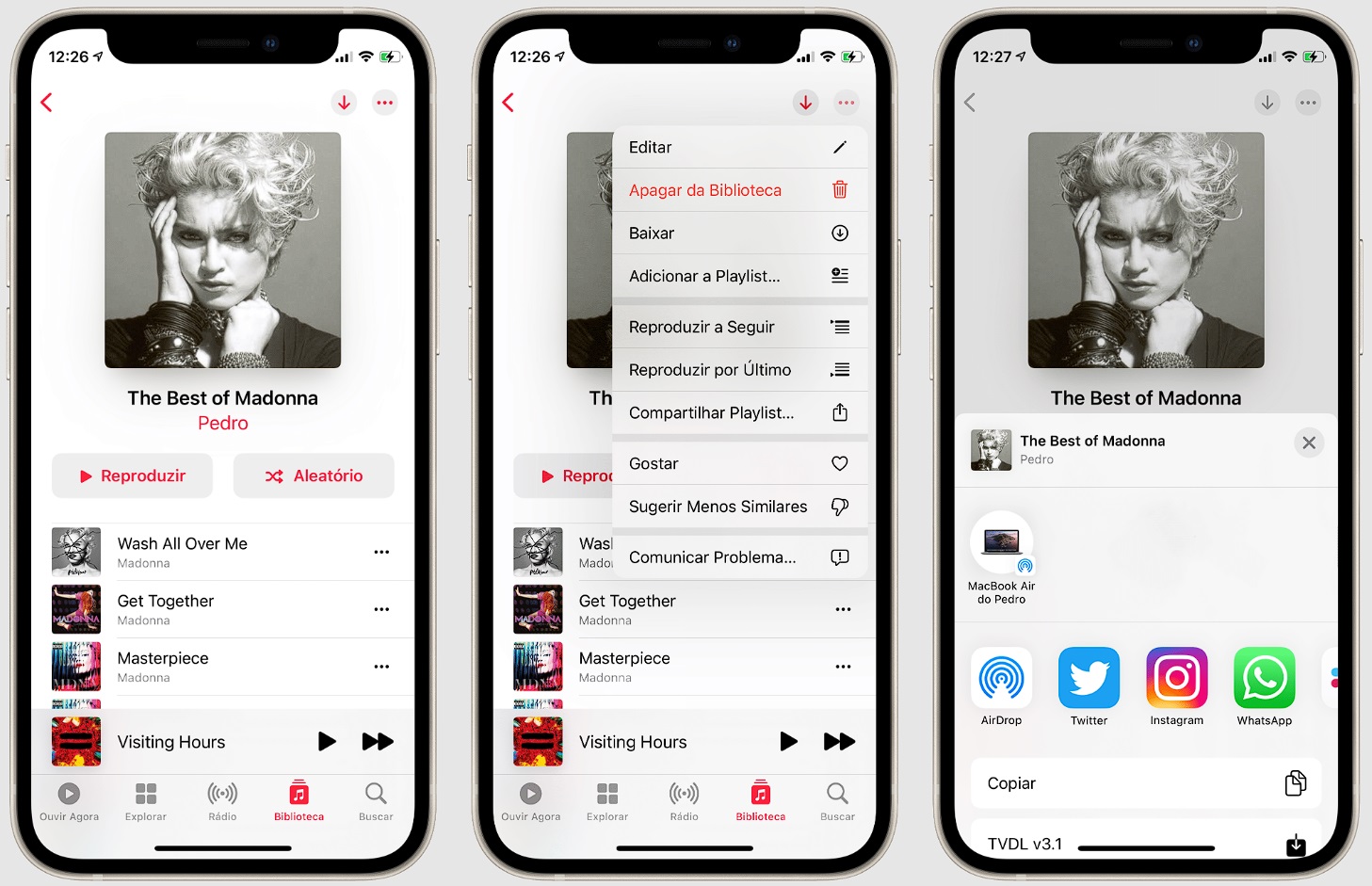 tela iniciqal do aplicativo apple music