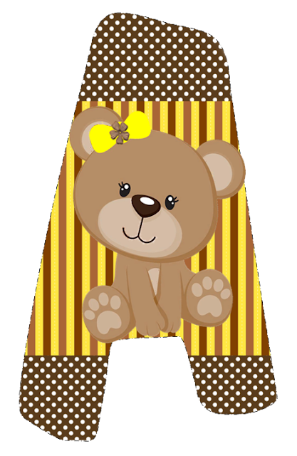 Abecedario con Osita con Lazo Amarillo. Bear with Yellow Bow Alphabet.