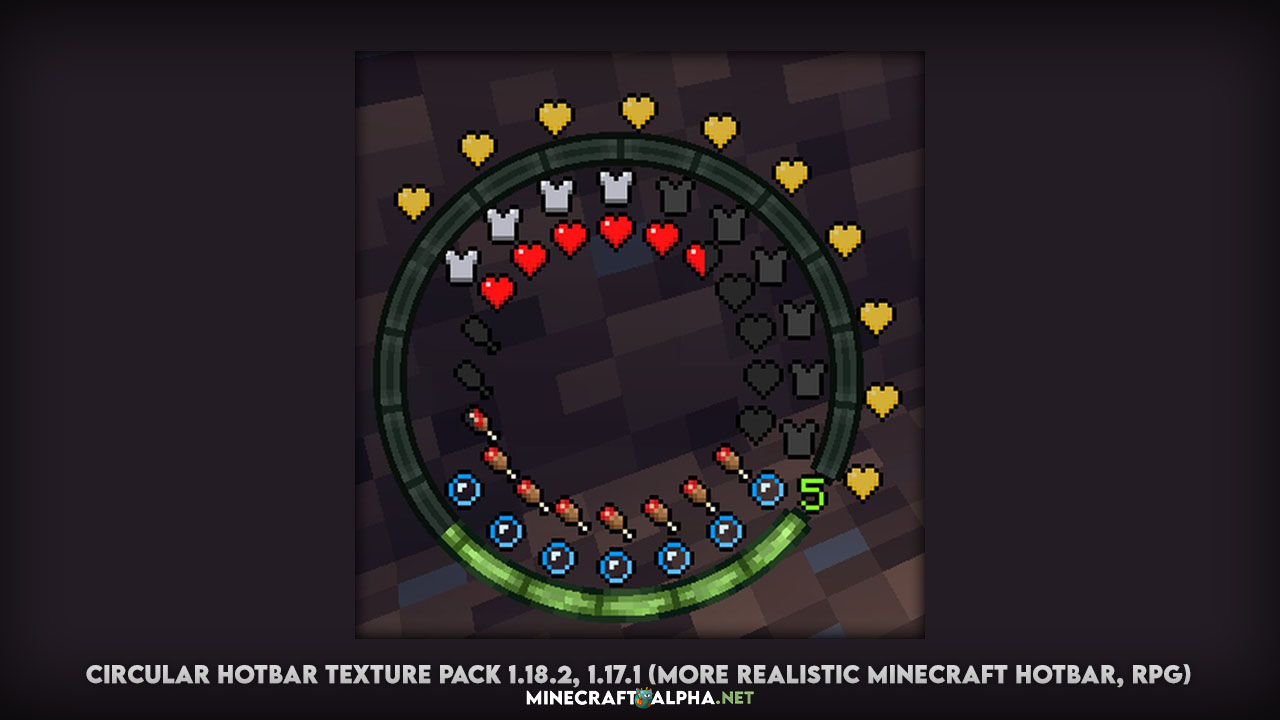 Circular Hotbar Texture Pack 1.18.2, 1.17.1 (More Realistic Minecraft Hotbar, RPG)