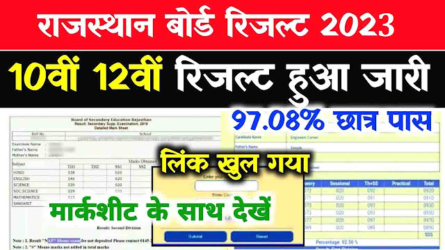 RBSE 10th 12th Result 2023