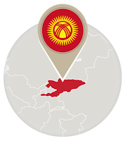 Kyrgyzstani flag and map